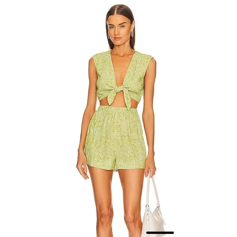 Revolve x Anna Nata Erin Short and Shannon Top in Celery Sz. XS